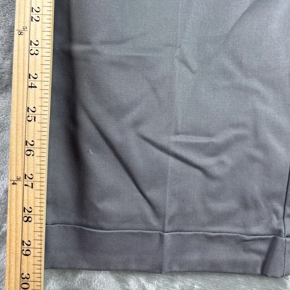 Croft & Barrow Mens Grey Pleated Cuffed Cotton Twill Dress Pants 34x30
